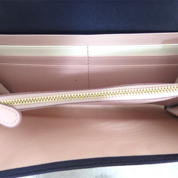 SALVATORE FERRAGAMO wallet Gancini navy blue x gold metal fittings leather long - Picture 4 of 5